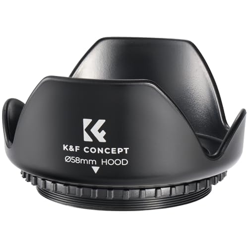 K&F Concept 58mm Tulip Flower Lens Hood for Canon Rebel T8i T7 T7i T6i T6 T6s T5i T5 T4i T3i SL3 SL2 SL1 DSLR Cameras with RF24-50mm F4.5-6.3 IS STM, EF 75-300mm f/4-5.6 III,EF 50mm f/1.4 USM Lens