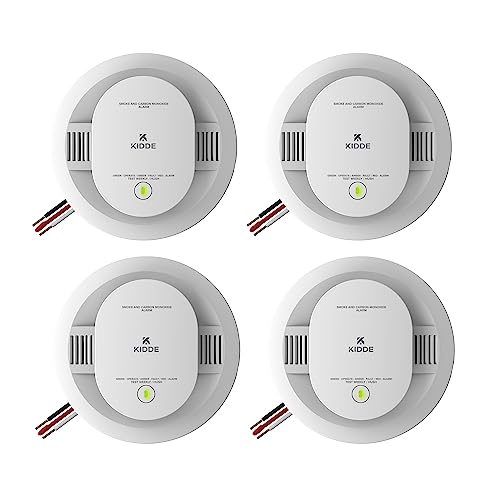 Kidde Hardwired Smoke & Carbon Monoxide Detector, AA Battery Backup, Voice Alerts, Interconnectable, LED Warning Light Indicators, 4 Pack