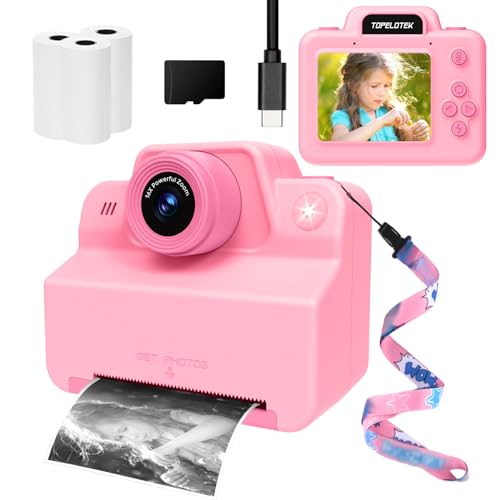 Kids Camera Instant Print Photos, Instant Print Camera for Kids Instant Camera Print Pictures Instantly, Toy Camera Instant Print Toddler Camera for Girls Boys 3 4 5 6 7 8 9 10 11 12 Years (Pink)