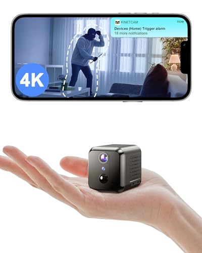 KinetCam Spy Camera Hidden Camera,Wireless WiFi Small Camera with Phone APP for Indoor Security,4K HD,120-Day Standby Battery Life, Auto Night Vision, AI Motion Detection,Nanny Cam Mini Camera