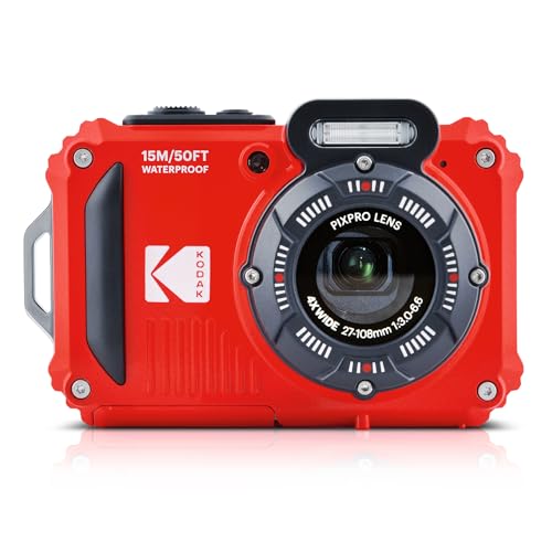 KODAK PIXPRO WPZ2 Rugged Waterproof Digital Camera 16MP 4X Optical Zoom 2.7" LCD Full HD Video, Red