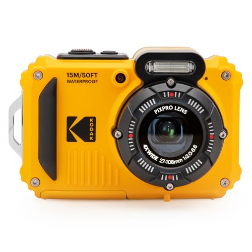KODAK PIXPRO WPZ2 Rugged Waterproof Shockproof Dustproof WiFi Digital Camera 16MP 4X Optical Zoom 1080P Full HD Video Vlogging Camera 2.7" LCD (Yellow)