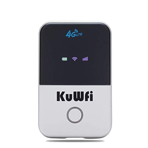 KuWFi 4G LTE Mobile WiFi Hotspot Unlocked Travel Partner Wireless 4G Router with SIM Card Slot Support LTE FDD B2/B4/B5/B12/B17 Network Band for AT&T/T-Mobile