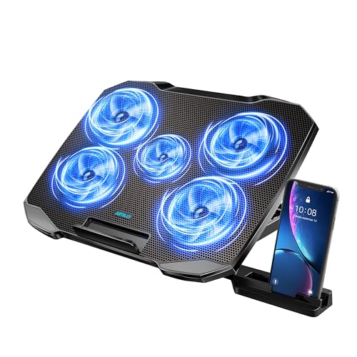 Laptop Cooling pad Laptop Cooler Stand Laptop Fan Cooling pad for 12-15.6 Inch Laptop Notebooks, 5 Quiet Fans,5 Angle Adjustable Laptop Cooling Stand (Black)
