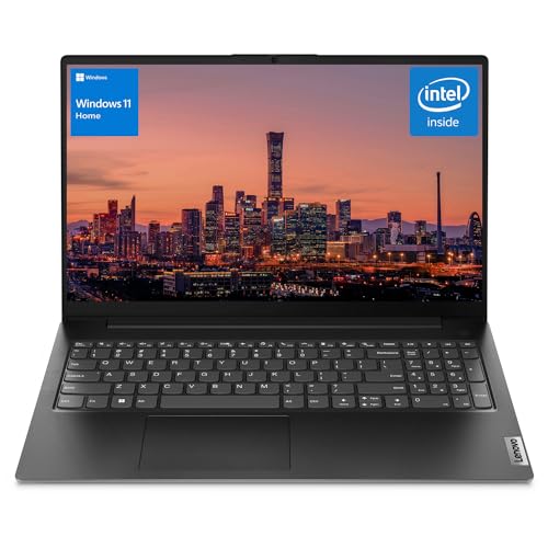 Lenovo V15 Portable Laptop, 15.6" FHD Anti-Glare Display, Business and Everyday Use, Intel Dual Core Processor, 8GB RAM, 128GB SSD, Webcam, HDMI, Wi-Fi, Windows 11 Home, Black