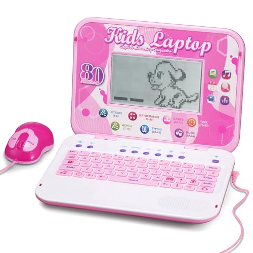 LESHITIAN Kids Laptop, 80 Learning Activities with 7 Inch Large Screen, Educational Learning Computer for Kids Ages 5+