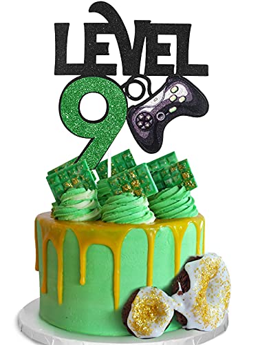 Level 9 Game Birthday Cake Topper - Video Game Boy's 9th Birthday Level Up Party Cake Supplies - Game On Winner Gaming Party Decoration