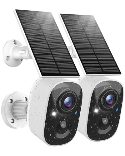 MaxiViz Solar Security Camera Wireless Outdoor (2 Pack), Solar Powered Cameras for Home Security with AI Motion Detection, 2K Color Night Vision, IP66 Weatherproof, 2.4GHz Wi-Fi, Cloud/SD Storage
