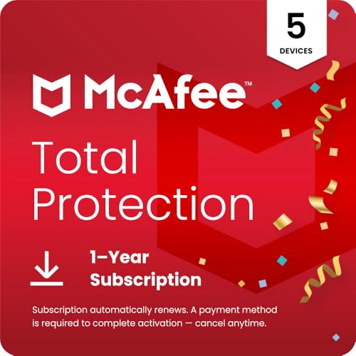 McAfee Total Protection 2024 | 5 Device | Cybersecurity Software Includes Antivirus, Secure VPN, Password Manager, Dark Web Monitoring | Download