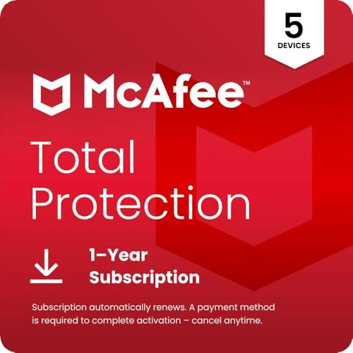 McAfee Total Protection 2026 Antivirus Software for 5 Devices | Auto-Renews