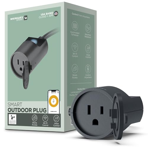 Merkury Outdoor Smart Plug - Smart Outlet, IP65 Weather-Resistant, Alexa Compatible, Remote Control, No Hub Needed - Ideal for Lights and Devices, ETL Certified