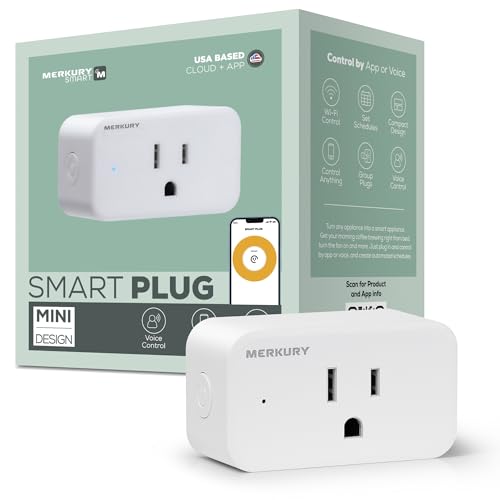 Merkury Smart Plugs, Compatible with Alexa and Google Home, WiFi Outlet Plug, Smart Socket, Timer Function, Indoor, App Control from Anywhere, 2.4 GHz WiFi Only Compatible