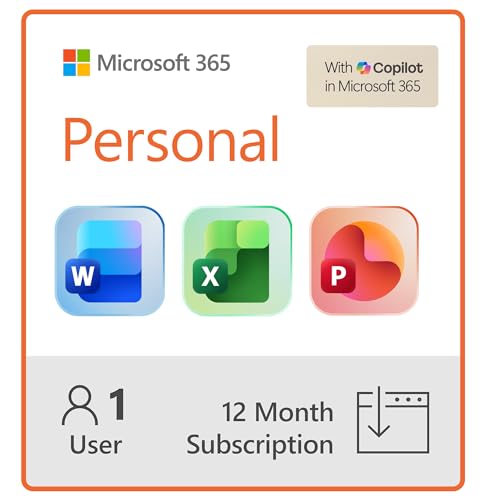 Microsoft 365 Personal | 12-Month Subscription, 1 person | Word, Excel, PowerPoint | 1TB OneDrive cloud storage | PC/Mac Instant Download | Activation Required