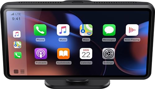 Miroir Drivvplay - Portable Wireless Carplay and Android Auto Display, 5'' Touch Screen, Works with Your Car Stereo, Car Radio, Wireless AirPlay, Mirror Link, Bluetooth 5.0, FM/AUX/MIC/USB