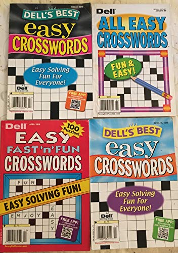 Mixed Lot of 4 Dell's Best All Easy Fast 'n' Fun Quick Crosswords Puzzles Books 2015 2018