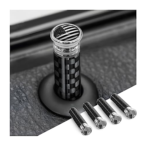 Moly Magnolia 4PCS Car Door Lock Knobs, American Flag Carbon Fiber Door Lock Pin Cover, Decorative Modification Door Lock Bolt Pin Cover, Auto Accessories Universal for SUV, Truck, Van (Black Flag)