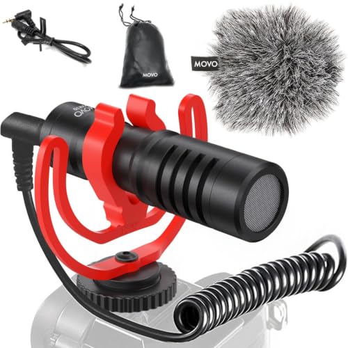 Movo VXR10 Universal Shotgun Mic for Camera - Camera Microphone for DSLR - Compatible with Canon EOS, Nikon, and Sony Cameras - with Shock Mount, Deadcat Windscreen - Video Microphone
