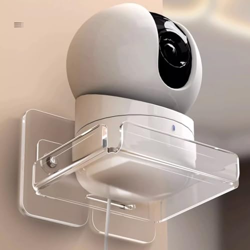MTNSPTCR 2 PCS No Drill Wall-Mount Shelf for Security Cameras, Floating Security Camera Wall Holder for Pet Monitor Indoor Camera and Speakers, Non-Trace Wall Bracket for Nest, Blink, Indoor Cams