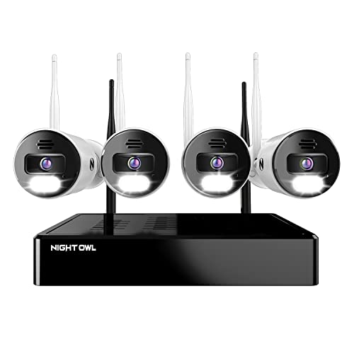 Night Owl Sp, Llc Night Owl 10 Channel Bluetooth Video Home Security Camera System with (4) Wi-Fi IP 4K HD Indoor/Outdoor Spotlight Cameras 2-Way Audio and 1TB Hard Drive, BTWN8-4L1