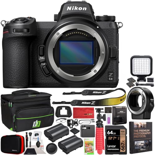 Nikon Z6II Mirrorless Camera Body FX-Format Full-Frame 4K UHD 1659 Bundle with FTZ Lens Mount Adapter + Deco Gear Bag Case + Extra Battery + Photography LED + Photo Video Software Kit & Accessories