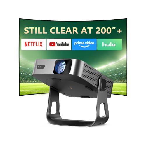 【Officially-Licensed APP & Native 1080P】Thinnest 1.81" Smart Mini Projector TV Replacement Lamp with WiFi and Bluetooth, Auto Focu & Keystone Portable Outdoor Projector, VOPLLS 4K Home Movie Projector