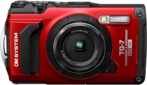 OM System Tough TG-7 Underwater Camera (Red) (Renewed)
