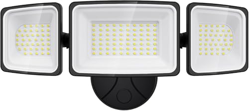 Onforu 100W Flood Lights Outdoor, 9000LM Super Bright LED Flood Light Outdoor, IP65 Waterproof LED Exterior Floodlight with 3 Adjustable Heads, 6500K White Outdoor Security Light for Yard Garage Eave