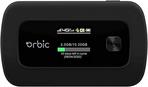 Orbic Verizon Speed Mobile Hotspot | 4G LTE |Connect up to 10 Wi-Fi Enabled Devices | Up to 12 hrs of Usage time |Up to 5 Days of Stand-by time | Great for Remote Workers (Hotspot Only) (Renewed)