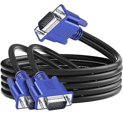 PASOW VGA Splitter Cable Dual Monitor Y Adapter Video Cord 1 Male to 2 Male Screen Duplication Support 1080P Full HD for projectors, HDTVs, Monitors 3 feet