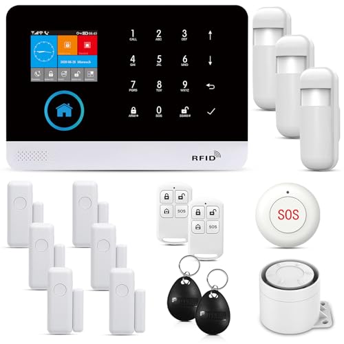 PGST WiFi+GSM/4G Home Smart Alarm, Wireless Home Security Alarm System, Door/Window Sensor Entry Sensors with Smart Life and Tuya App Alert, with Google Assistant and Alexa