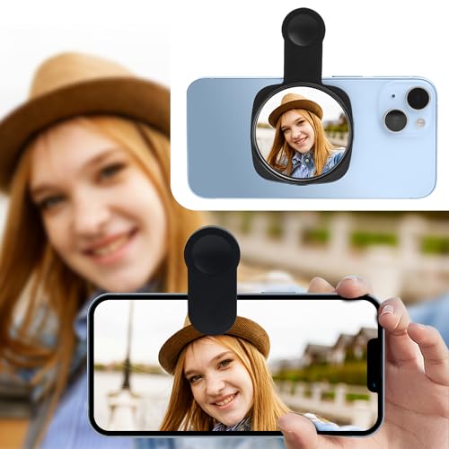 Phone Rear Camera Selfie Mirror - See How You Look in The Back Camera - for High Definition Photos (Black)