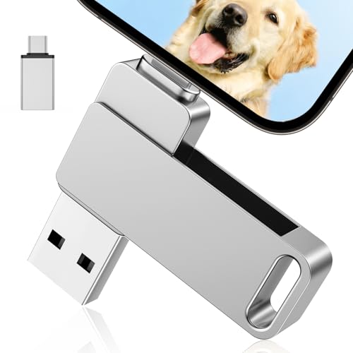 Photo Stick for iPhone,3 in 1 Flash Drive for iPhone,iPhone Transfer Photo Stick 512GB USB 3.0 Memory Stick Thumb Drive iPhone Storage Compatible for iPhone/PC/iPad/More Device Silver