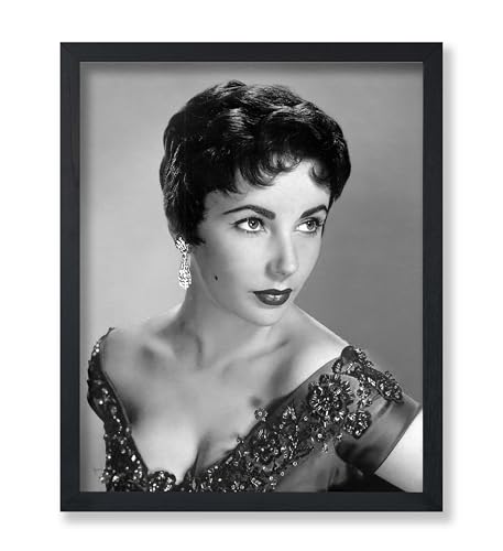 Poster Master Elizabeth Poster - Portrait Print - Actress Art - Celebrity Art - Fashion Art - Black and White Art - Photography Art - Hollywood Art - Chic Girls Bedroom Decor - 8x10 UNFRAMED Wall Art