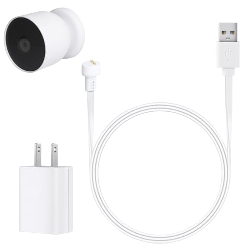 Power Adapter for Google Nest Cam Outdoor or Indoor, Battery - 10ft/3m Flat Weatherproof Outdoor Charging Cable Provide Continuous Power Supply for Your Nest Camera - White