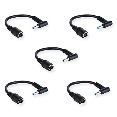 Purpleleaf Tip Adapter HP Connector Converter 7.4x5.0mm to 4.5x3.0mm for HP Stream Spectre Pavilion Envy Elitebook Split Chromebook; DC Dongle for HP Notebook Adapter Replacement Power Cord (5 Pack)
