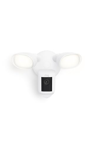Ring Floodlight Cam Wired Pro with Bird’s Eye View and 3D Motion Detection, White