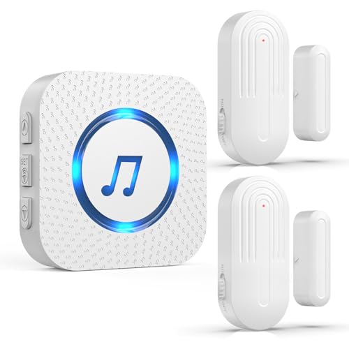 SanJie Door Sensor Chime When Door Opens, Door Entry Alarm for Business/Home/Office/Store,600 FT Range,55 Chimes 5 Adjustable Volume Door Ringer Alert 2 Sensors + 1 Receivers