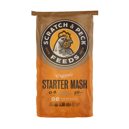 Scratch and Peck Feeds Organic Starter Mash Chick Feed - 40-lbs - 20.5% Protein, Non-GMO Project Verified, Naturally Free Chick Food