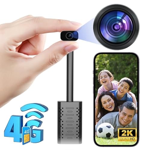 Smallest Wireless Wifi 4G USB Camera with 300M SIM Card,No Wi-Fi Needed,HD1080P 4G Portable Camera Motion Alert with App Live Streaming,Motion Detection,Night Vision,Cloud Storage for iOS/Android APP
