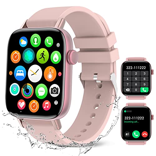 Smart Watch for Women Men (Answer/Make Calls), 1.9" Smartwatch Fitness Tracker for Android iPhone, Waterproof Sport Digital Watches, Blood Pressure Heart Rate Monitor Step Counter Sleep Tracker-Pink