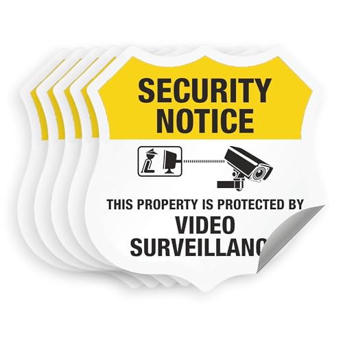 SmartSign “Protected by Video Surveillance” Security Notice Decal Set | Five Pack of 2.75"x3.25" EG Reflective Adhesive Labels, Made in USA