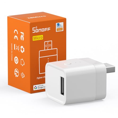 SONOFF Zigbee Smart USB Outlet, 5-22V DC Outlet Timer Smart Switch, Smart Home Devices Compatible with Alexa and Google Home, Zigbee Switch Wireless Support Fast Charging, USB 2.0 ZBMicro (1)