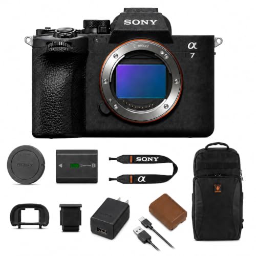 Sony Alpha a7 IV Full Frame Mirrorless Interchangeable Lens Digital 4K Camera, Black - Bundle with 128GB SD Memory Card, Camera Backpack, Extra Battery