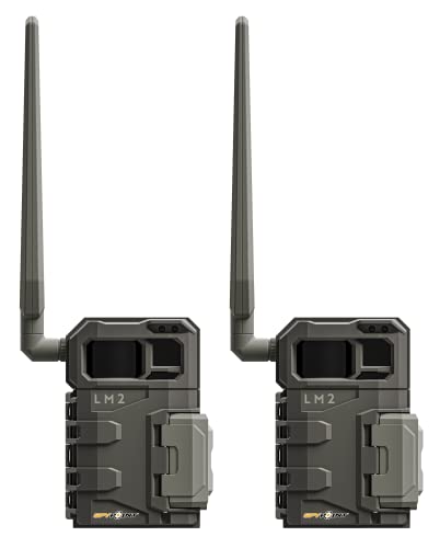 SpyPoint LM2 Twin Pack Cellular Trail Camera - 20MP Photos, Infrared Game Night Vision Photos, 90' Flash Camera & Detection Range, 0.5S Trigger Speed, Photos Sent to App (VZN)