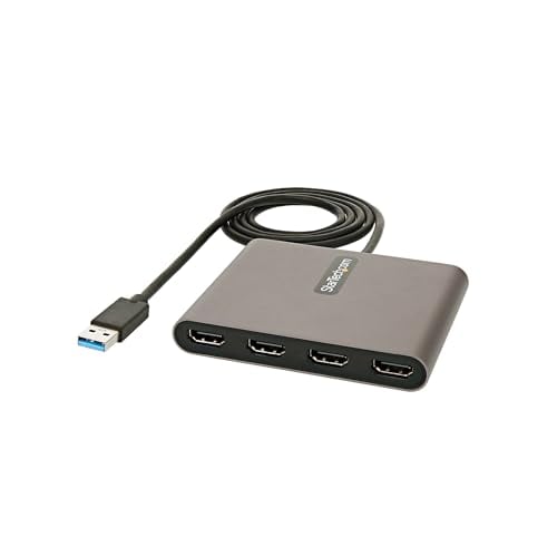 StarTech.com USB 3.0 to Quad HDMI Adapter, USB to 4x HDMI Monitor Converter for Windows (no support for macOS/ChromeOS/Linux)