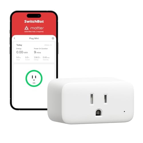 SwitchBot Smart Plug Mini 15A, Energy Monitor, Smart Home WiFi(2.4GHz) & Bluetooth Outlet Compatible with Alexa & Google Home, APP Remote Control & Timer Function for Home Automation, No Hub Required
