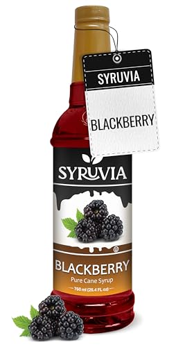 Syruvia Blackberry Syrup - 25.4 fl oz. Premium Flavoring Syrup. Kosher, and Gluten-Free. Ideal for Enhancing Drinks, Sodas, Shakes, Desserts, and More.