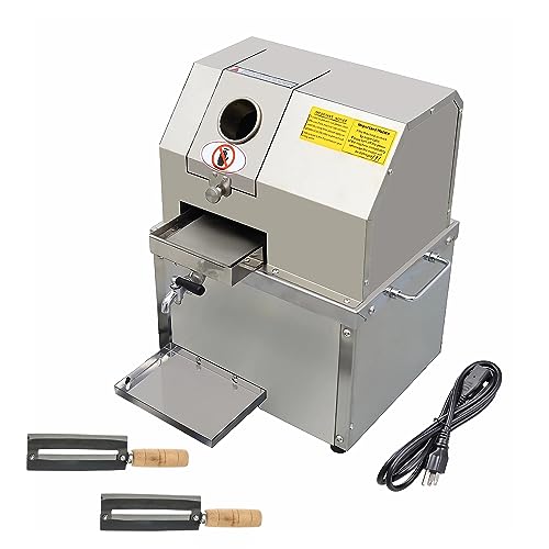 TECHTONGDA Sugarcane Press Electric Sugar Cane Juice Machine Sugarcane Ginger Sweet Sorghum Juice Extractor Pressing with 3 Rollers Stainless Steel Updated Version 110V for Commercial Use