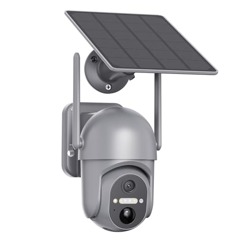 Tefrio 2K WiFi Solar Security Cameras Wireless Outdoor with 360° Full Coverage, Remote Access, Live Video View, Color Night Vision, PIR Motion Alert, Siren Alarm, Cloud/Local Storage for Home Security