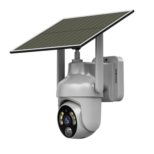 Tefrio 2K WiFi Solar Security Cameras Wireless Outdoor with 360° Full Coverage, Remote Access, Live Video View, Color Night Vision, PIR Motion Alert, Siren Alarm, Cloud/Local Storage for Home Security